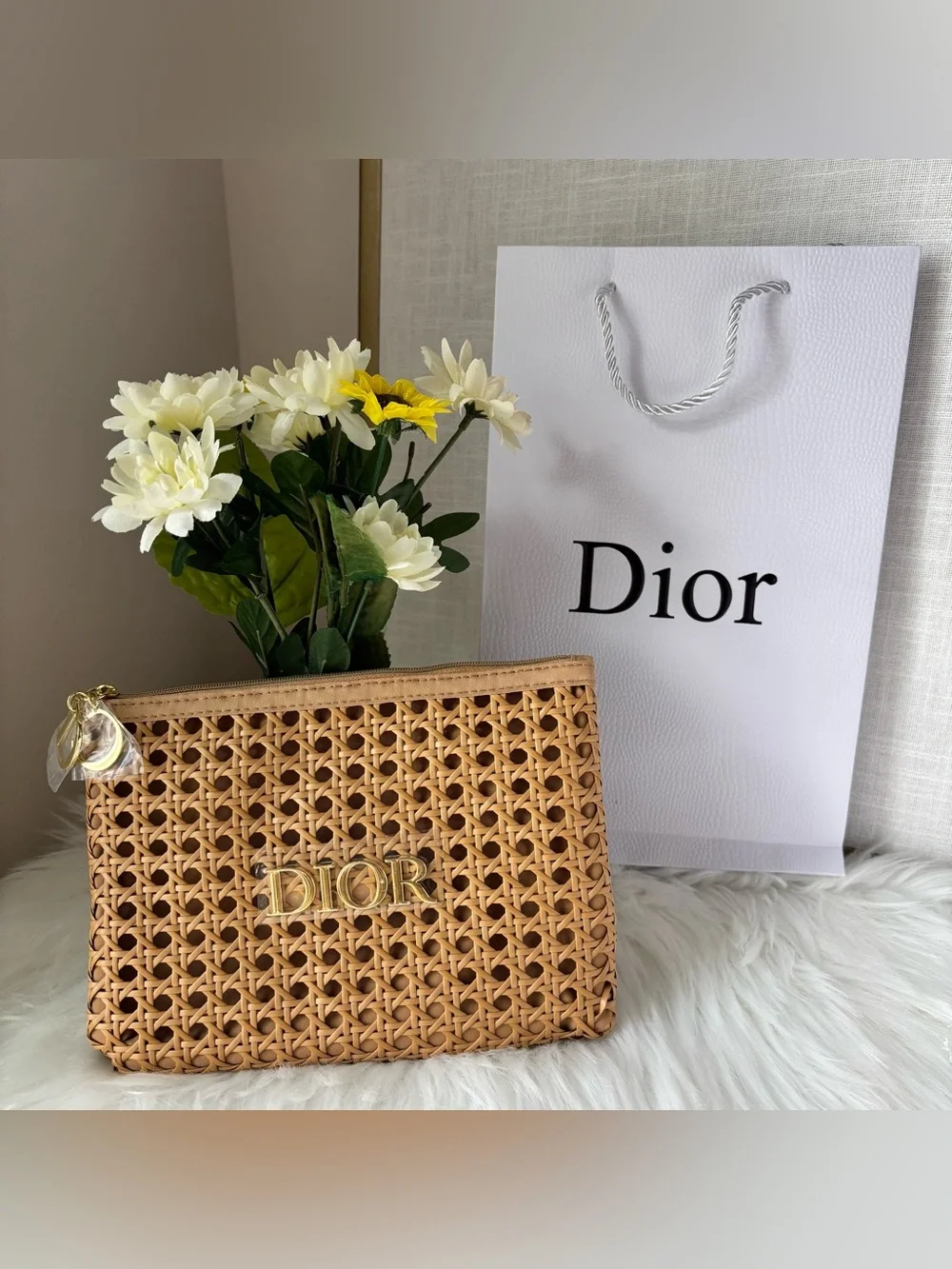 DIOR Beauty GWP Raffia Pouch 2026 Summer Rattan Cosmetic pouch beige New